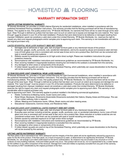 Warranty Sheet Thumbnail